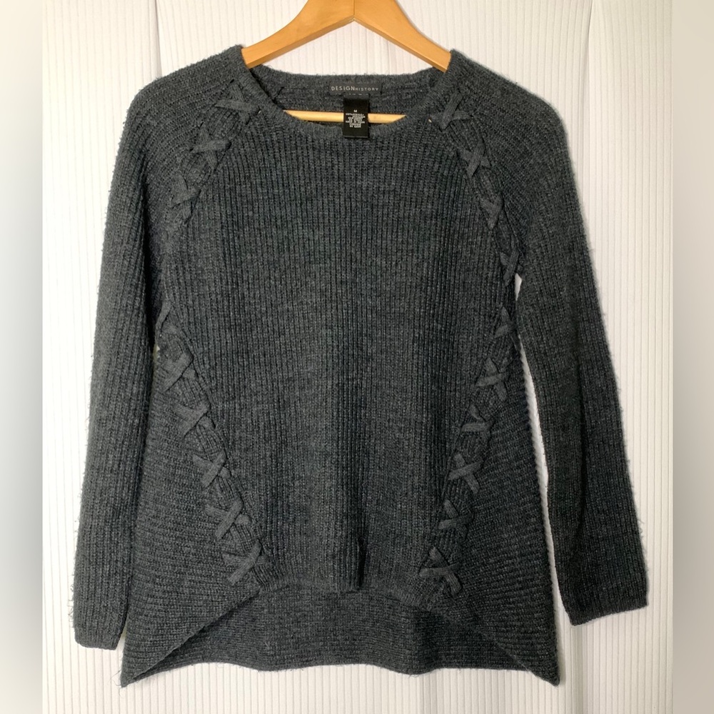 Design History - Dark Grey Knit Sweater Crew Neck - Medium